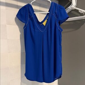 Maeve Royal Blue Blouse with V-Neck